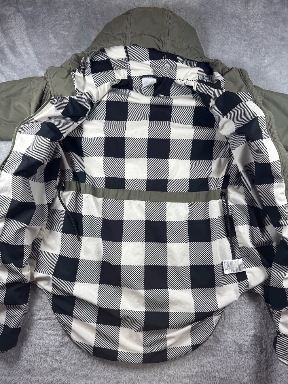 Columbia XS Olive Insulated Hooded Parka Plaid Lined Jacket - Picture 5 of 11